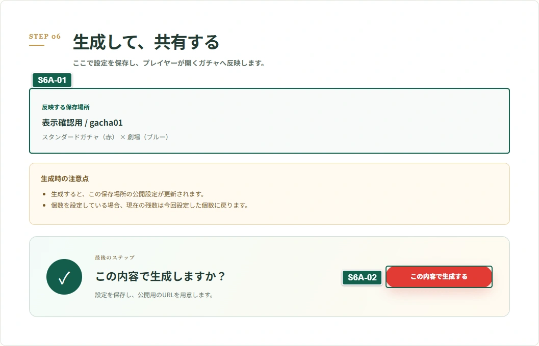 生成する：説明番号付きのSTEP画面
