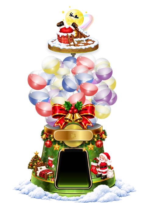サンタクロースが飾られた緑のクリスマスガチャ